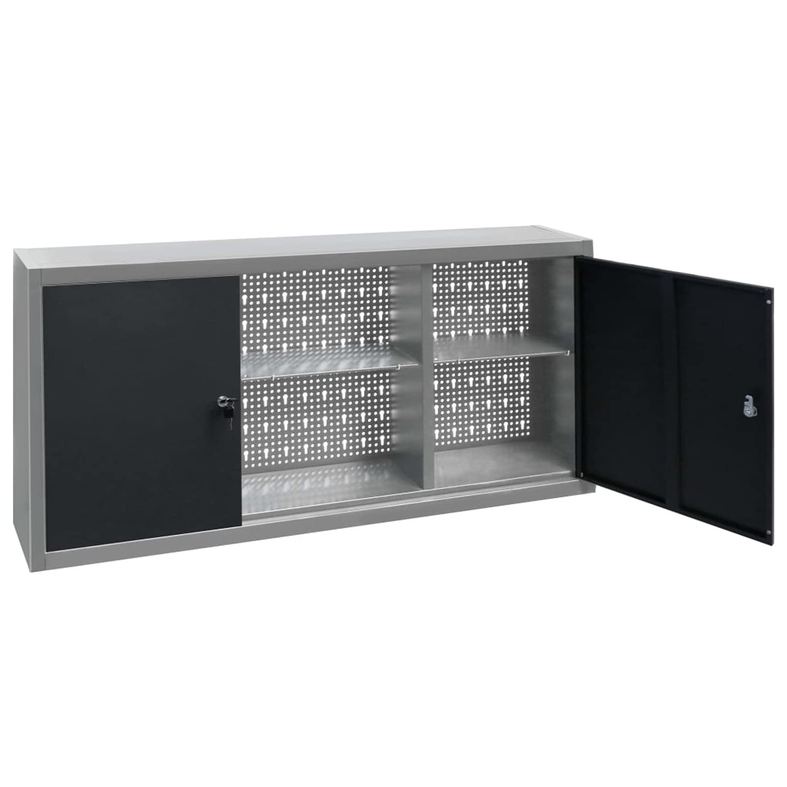 ShGaxin Armario de Herramientas de Pared, Organizador Herramientas Pared, Mueble Herramientas, Organizador Taller, Armarios Taller Mecanico, Industrial Metal Gris y Negro