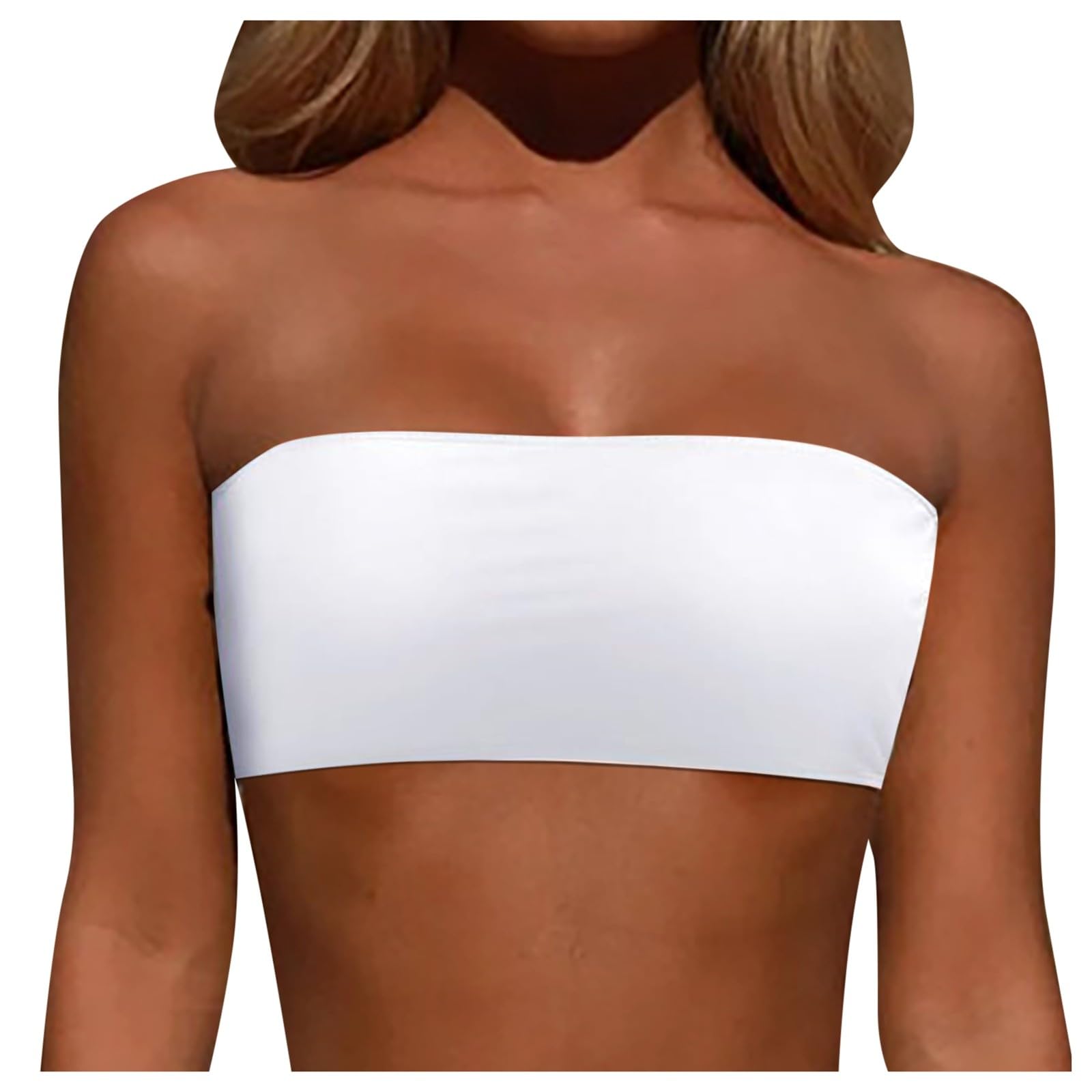 POIUIYQA Top de Bikini Palabra de Honor | Top Palabra de Honor para Mujer | Correas Removibles Y Sin Tirantes | Top de Bikini Top Bandeau Top Bandeau para Mujer Sujetador Bandeau