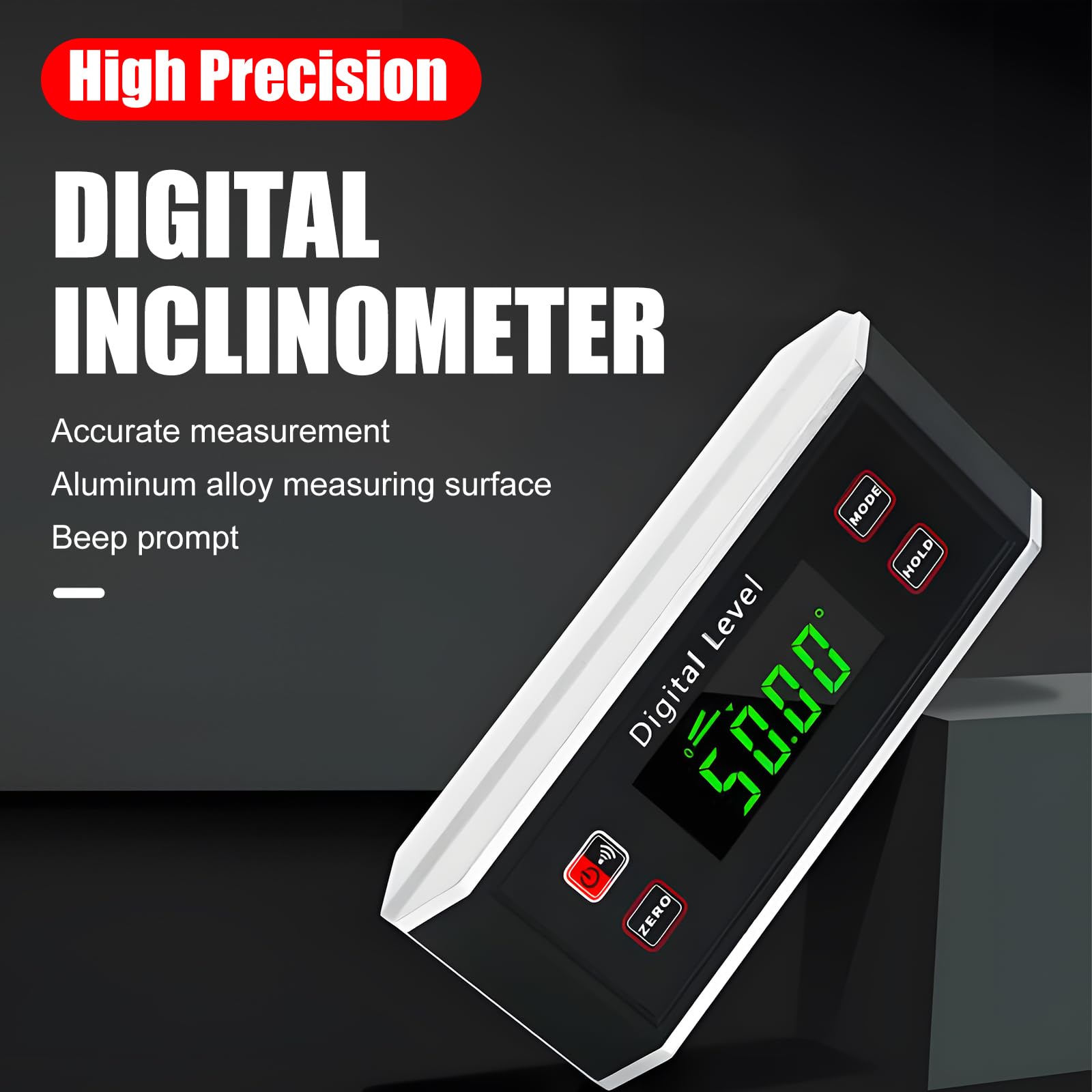 Inclinometro Digital 4x90° con Base Magnética, Nivel Digital IP65 Impermeable, Transportador de Ángulo con 4 Unidades °% mm/m IN/FT, para Carpintería, Construcción