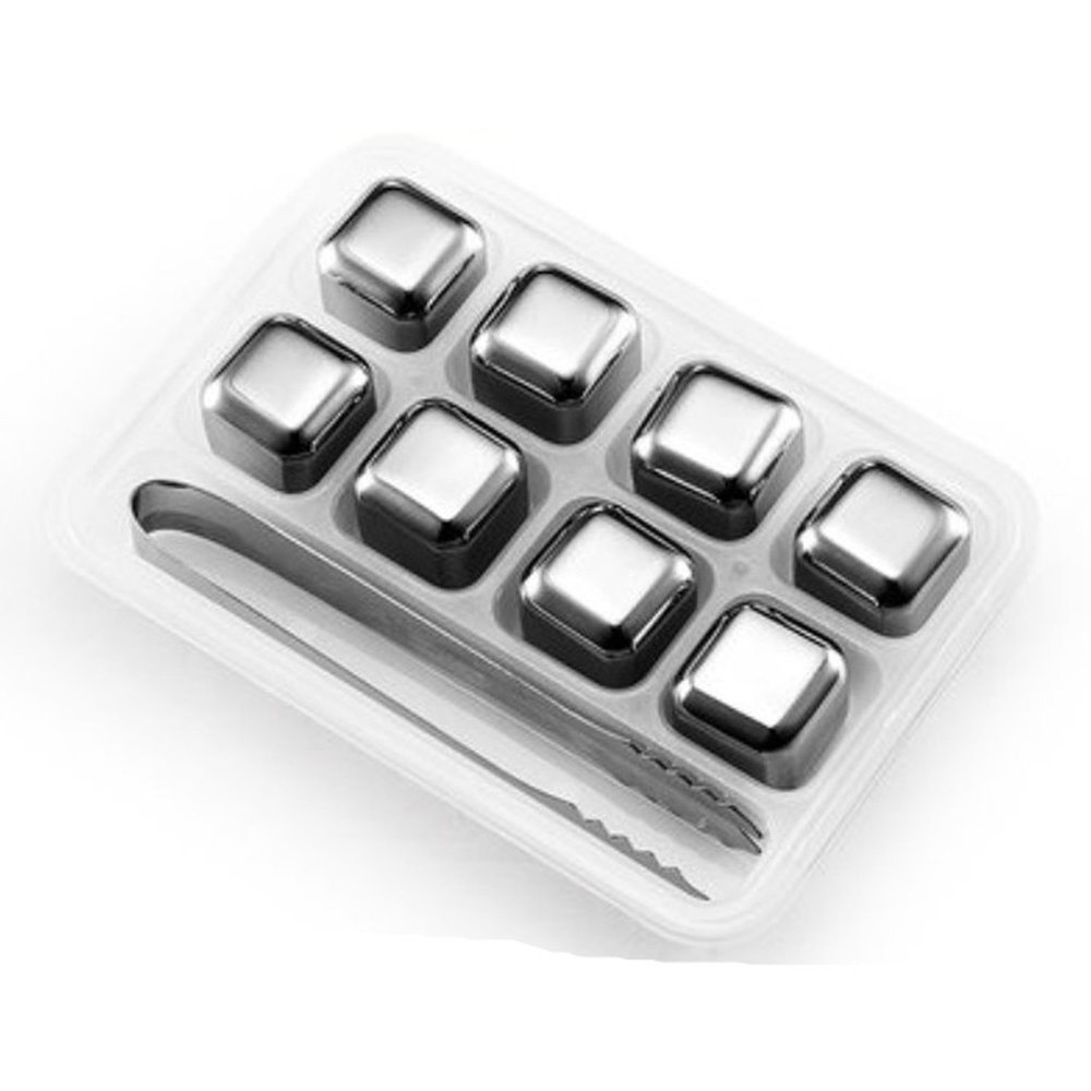 Whiskey Rocks Stones Stainless Steel Metal Ice Cube Set of 8