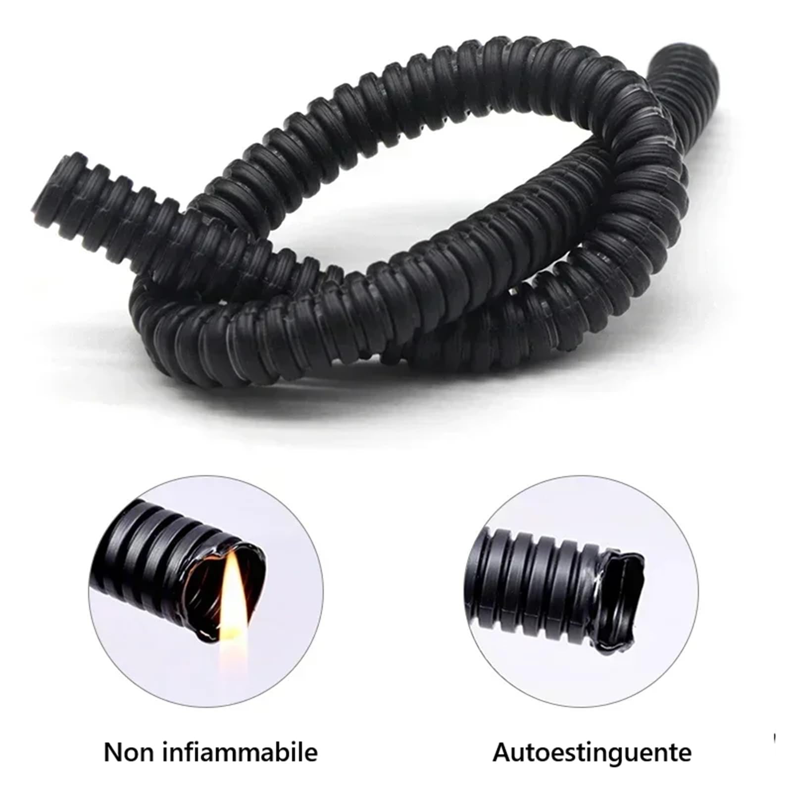 Tubo Corrugato Nero Diametro 20 mm 50M Flessibile Autoestinguente Resistente Pieghevole per Impianti Elettrici Passaggio e Protezione Cavi