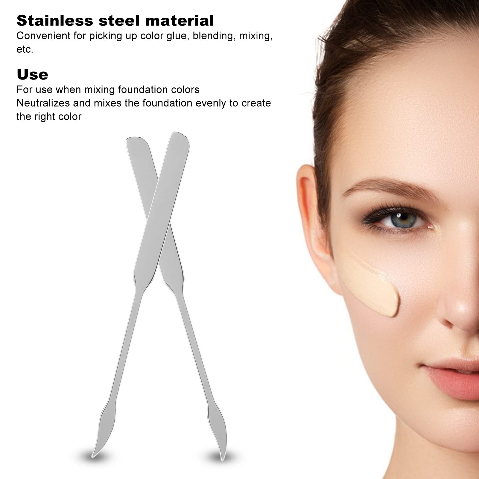 Espátula de Maquillaje de 10 Uds., Herramienta de Acero Inoxidable, espátula de Base de Doble Punta para Accesorios de Maquillaje