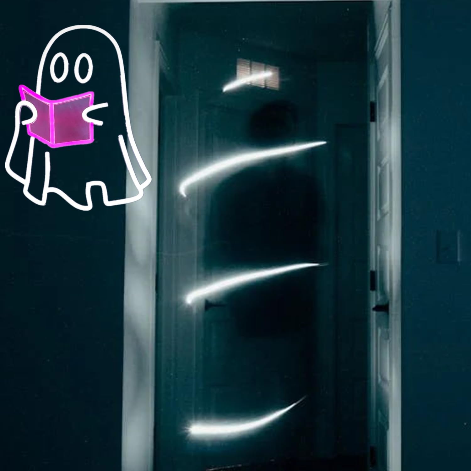 Ghosts Reading Neon Schild Licht Dimmbare und Wiederverwendbares LED Spooky Boo Leuchtreklame Halloween Innendekoration für Kamin Schlafzimmer Küchenbüro Tabelle 36x27CM/14.2x10.6In, USB Angetrieben
