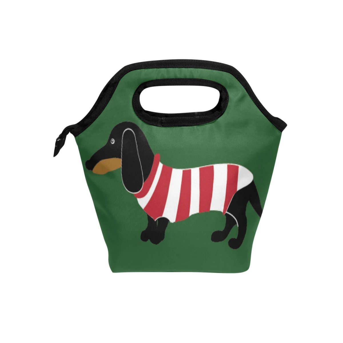 hunihuni Sausage Dog Insulated Thermal Lunch Cooler Bag Tote Bento Box Handbag Lunchbox with Zipper for School Office Picnic