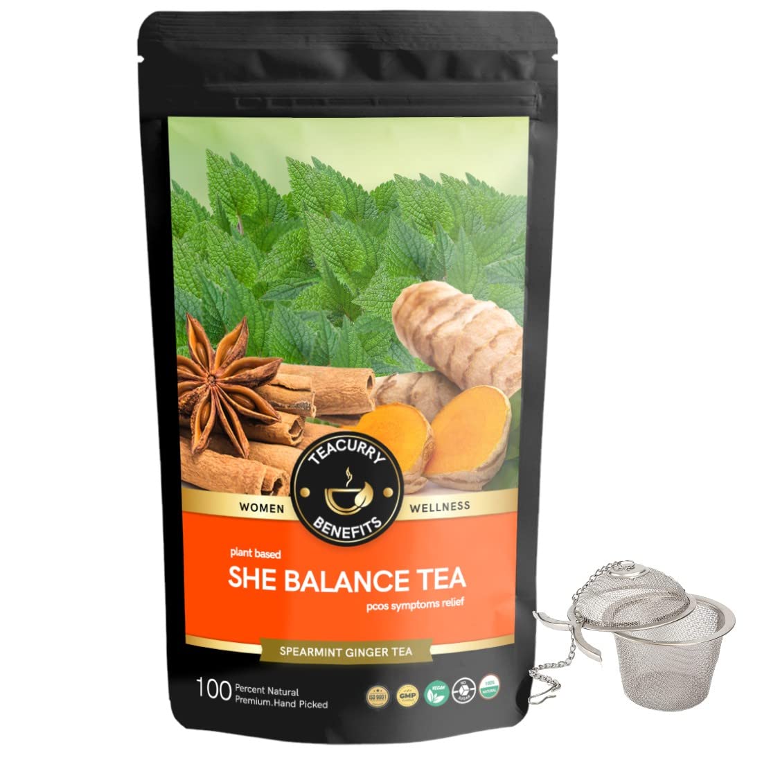 TEACURRY PCOS PCOD Tea (1 Month Pack, 100 Grams Loose) + Infuser - Helps with Hormone, Period and Weight - Green Tea Pcod Pcos Women - She Balance Tea (B0924P2VGV) Amazon Price History, Amazon Price Tracker