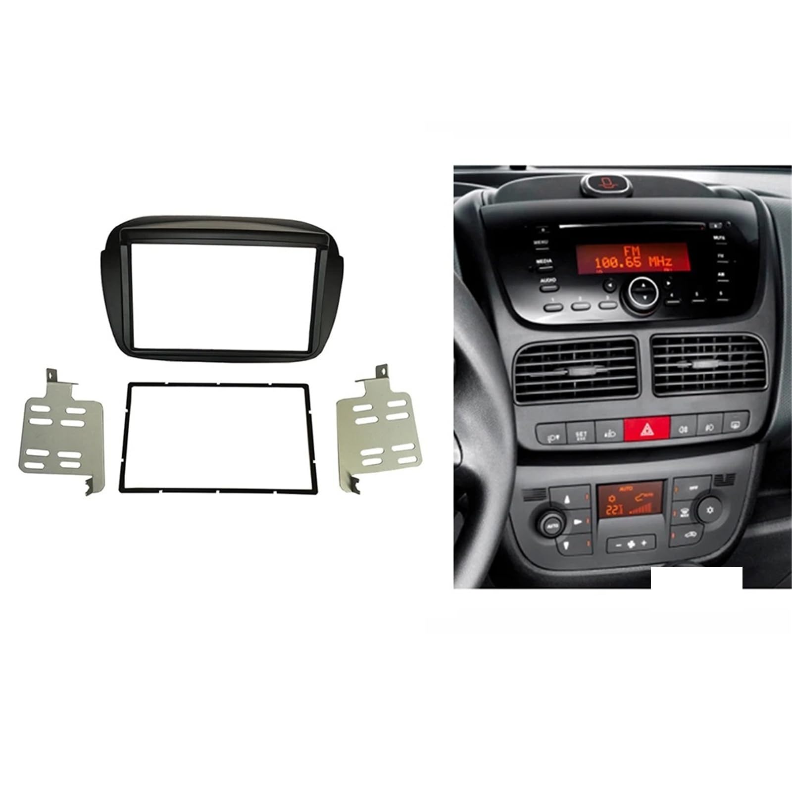 Fascia Marco Radio Coche para FIAT para DOBLO 263 2010-2015 Doble DIN Fascia Radio CD Panel Estéreo Y DVD Tablero Montaje Instalación Kit Ajuste Marco Placa Bisel
