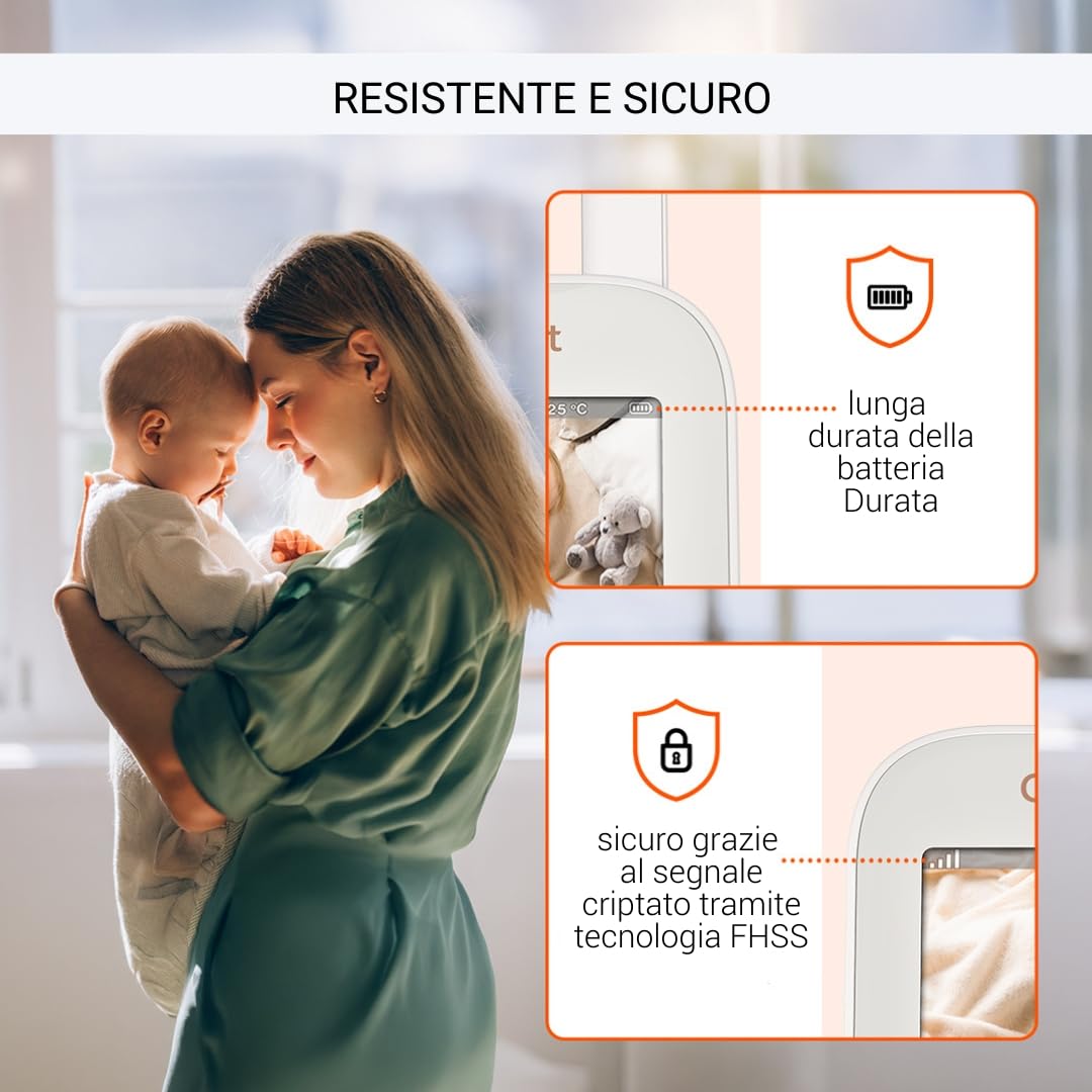 Gigaset Baby 300 Video Baby Monitor, Schermo 2,8 Pollici, Cream White | Audio bidirezionale, tecnologia FHSS, luce notturna, [Versione Italiana]