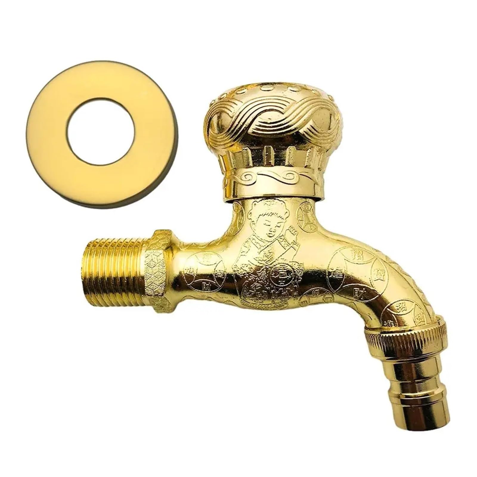 Trryuip G Outside Tap Antique Dragon Carved Water Taps Garden Faucet Washing Machine Outdoor Mop Wash Basin Vintage Style(-G)