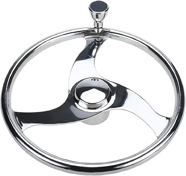 NovelBee 13-1/2" Stainless Sport Steering Wheel with Knob and Finger Grip