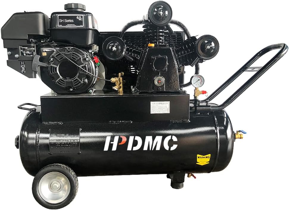 6.5HP Protable Heavy duty Compressor 20-Gallon Horizontal Portable Single-Stage 17cfm@125psi KOHLER Engine Industrial Gas Driven Piston Air pump