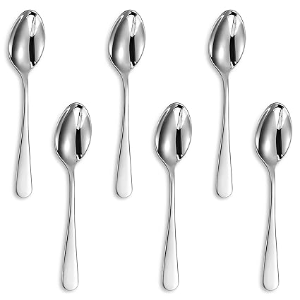 KEAWELL Premium Louise Demitasse Espresso Spoons, 18/10 Stainless Steel Mini Coffee Spoons, Dishwasher Safe (5.6 inches, 6)
