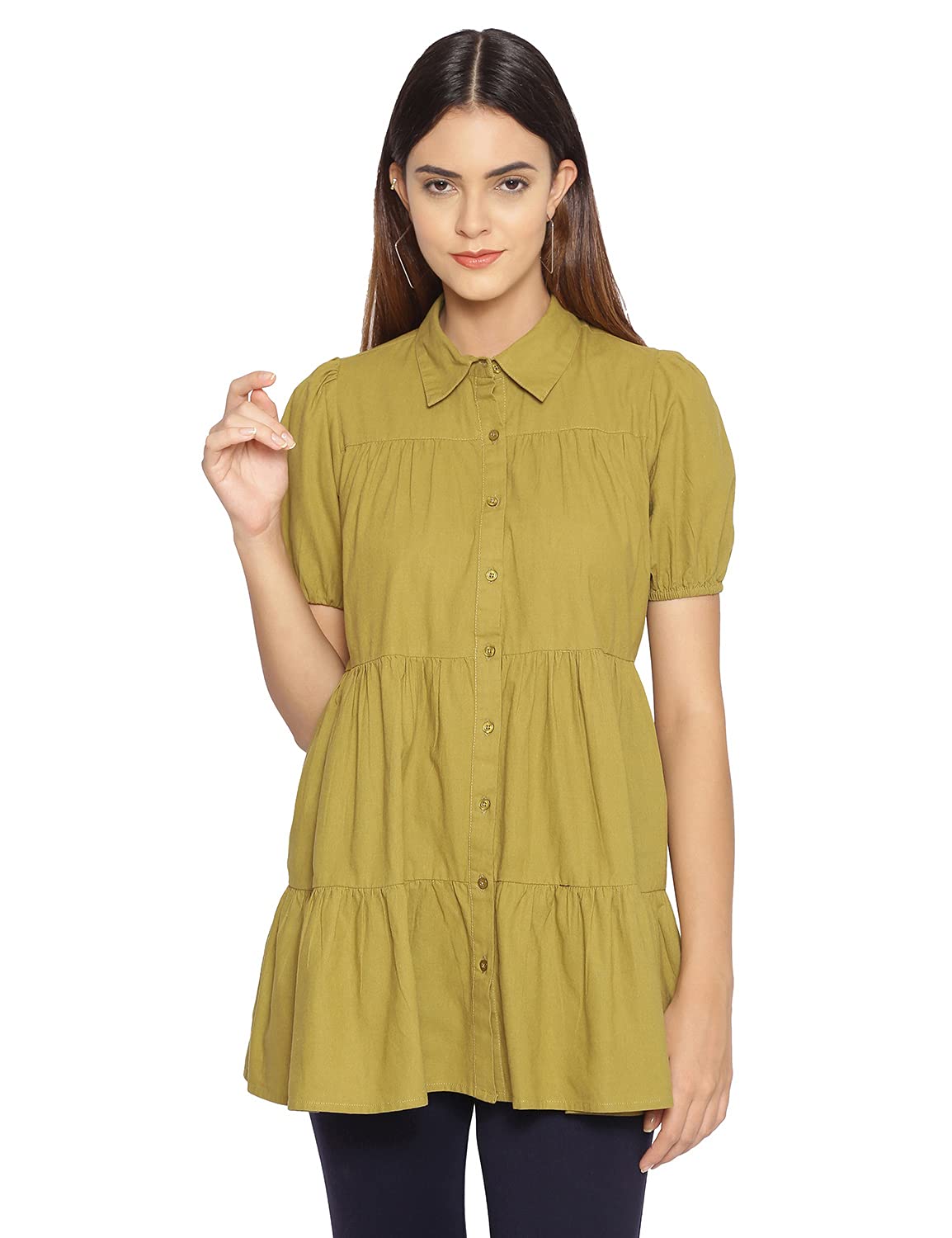 Light Yellow Floral Print Tunic-image-17