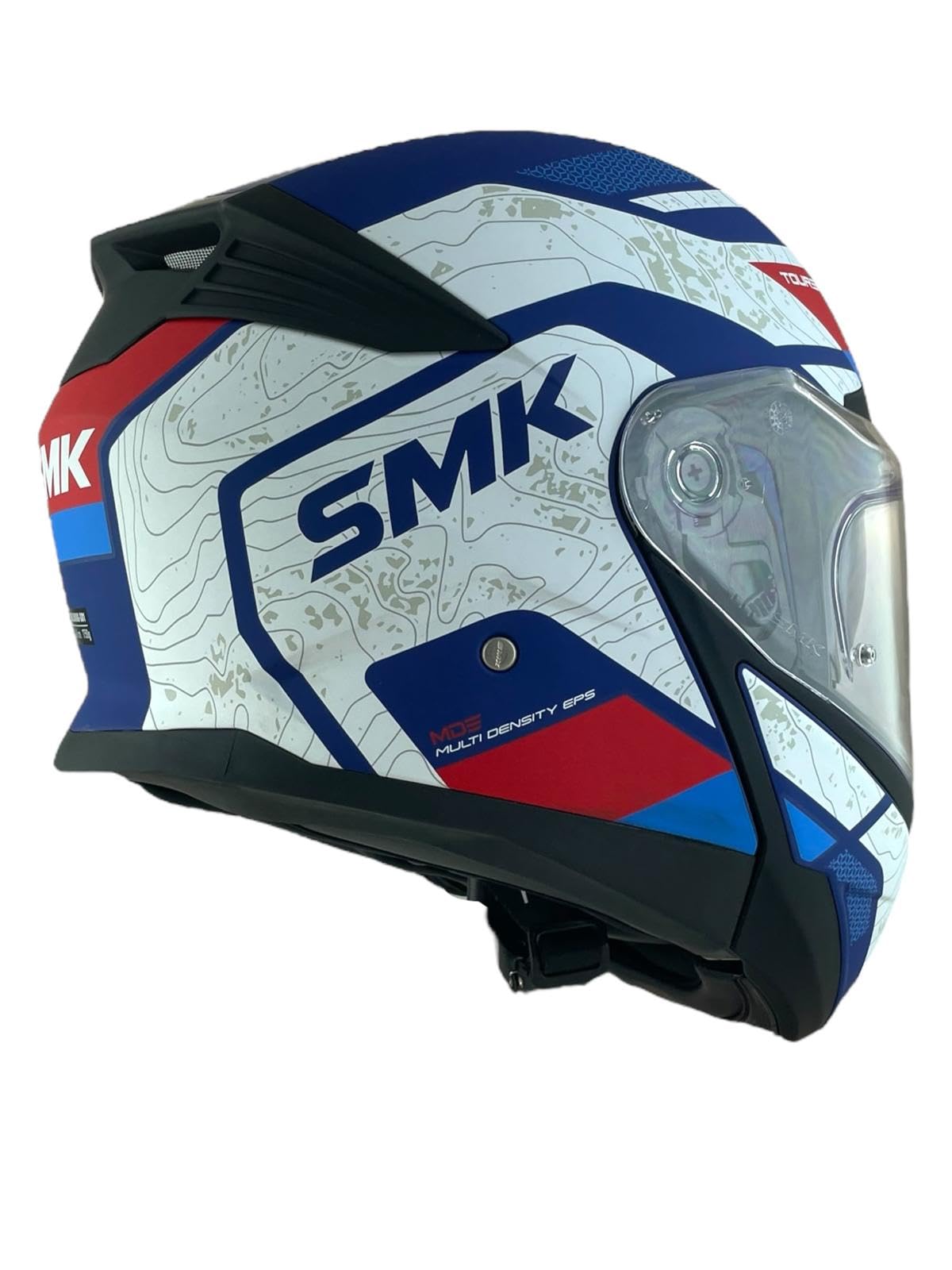 Casco modulare GULLWING Navigator bianco blu e rosso omologato 22.06 con doppia visiera P/J (4XL 67/68)