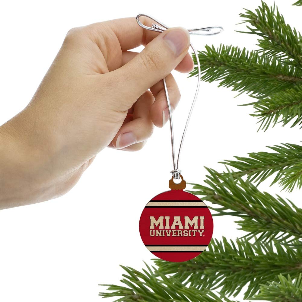 GRAPHICS & MORE Miami University Stripes Mini Small Tiny Wood Christmas Tree Holiday Ornament