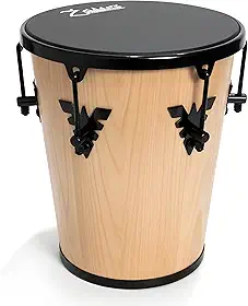 Timba 35x10 Zaidan's – Madeira Verniz Natural, Pele Napa Preta, Som encorpado para Samb e Pagode, Leve e Portátil, Uso com mãos ou vassourinha