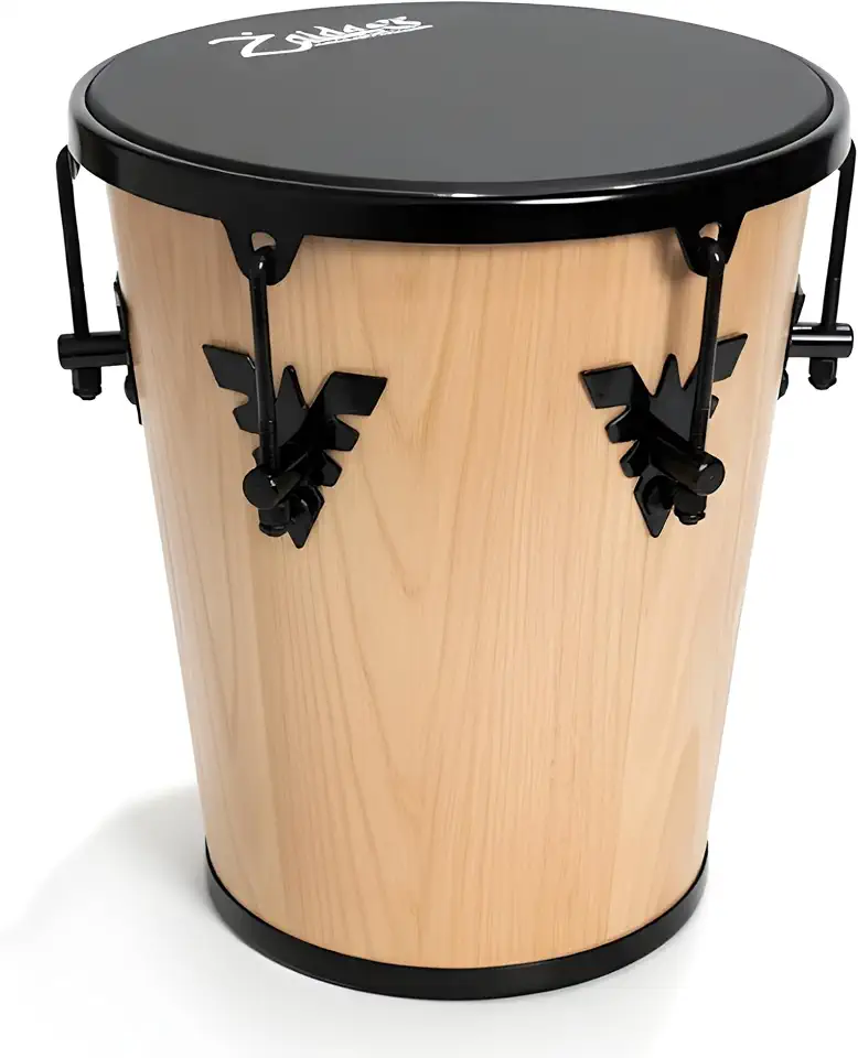 Timba 35x10 Zaidan's – Madeira Verniz Natural, Pele Napa Preta, Som encorpado para Samb e Pagode, Leve e Portátil, Uso com mãos ou vassourinha