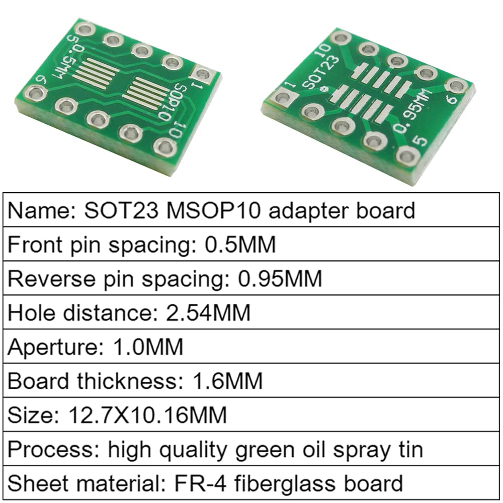50 Pezzi Adattatore Piastra SOT23 MSOP 10 UMAX Turn Dip 10 Piastra di Adattamento 0,5mm 0,95mm Pitch