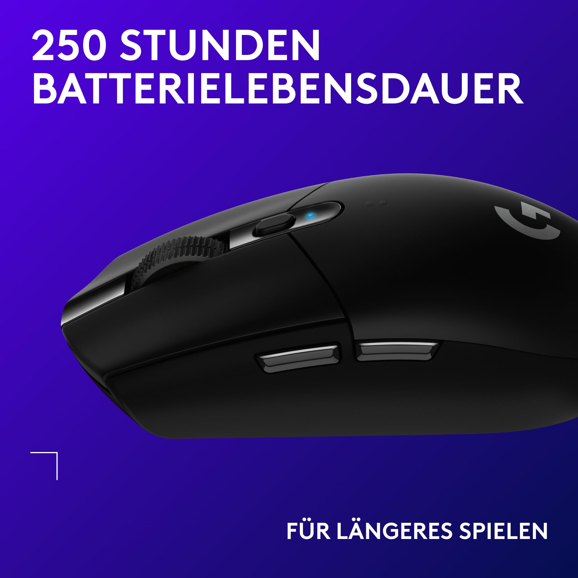 Logitech G G305 LIGHTSPEED kabellose Gaming-Maus HERO 12K DPI Sensor Wireless 6 Tasten 250h Akku Schwarz