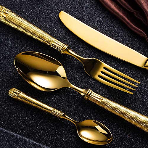 Couverts en acier inoxydable gravés luxe d'or à offrir pour un mariage