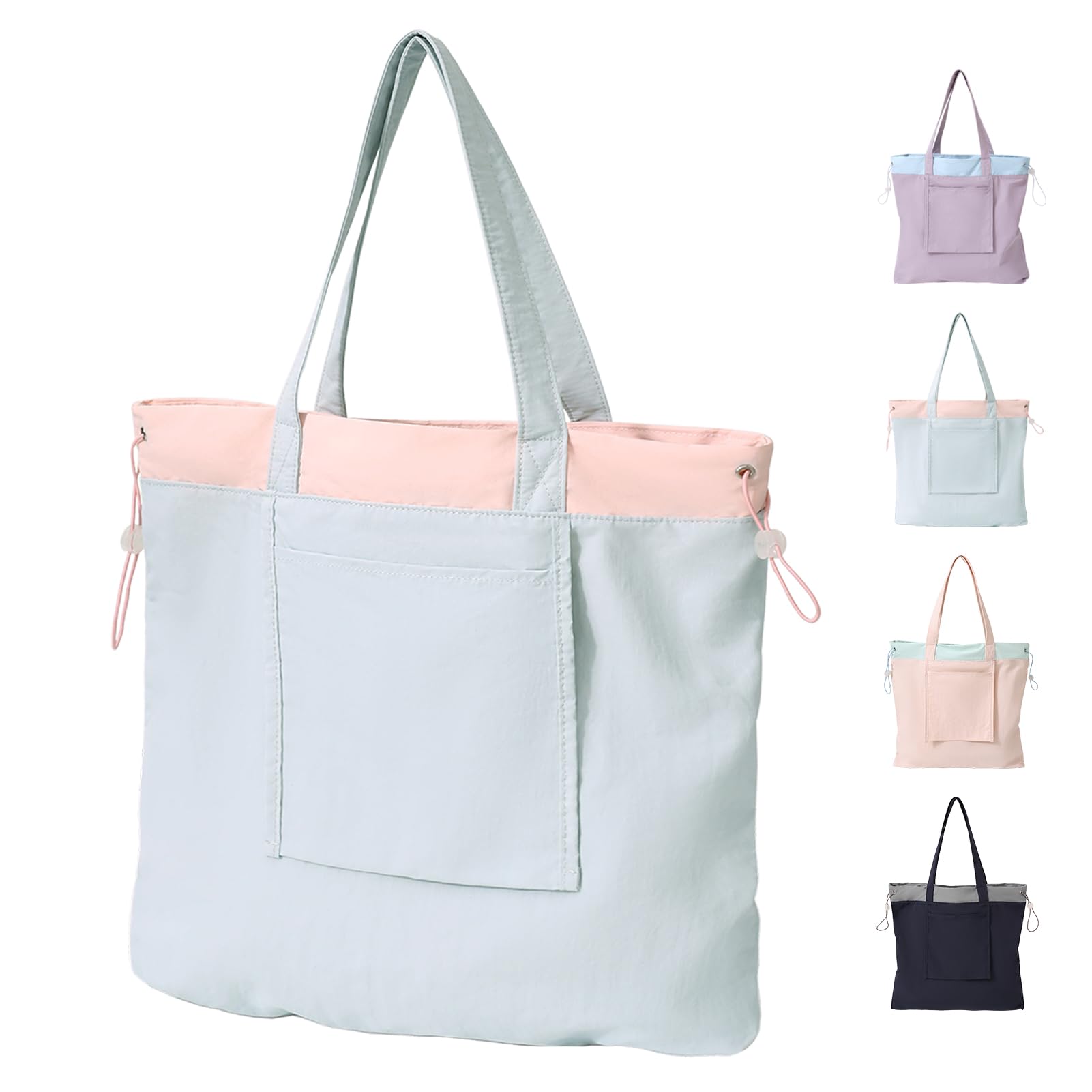 GODWOODS Tote Bag Aesthetic Canvas Handbags with Zipper for Women Travel Shoulder Bags Purses with compartments (A - Blue)