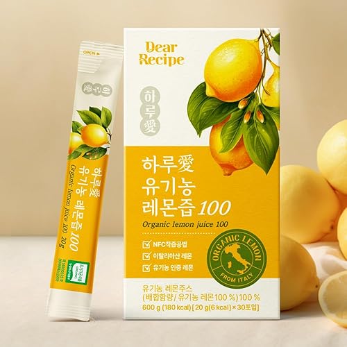 Miniatura 4 de Limón entero orgánico 100% puro NFC en 1 barra, 30 palitos individuales en paquete, limón italiano, prensado en frío, producto de Corea, sin OMG,