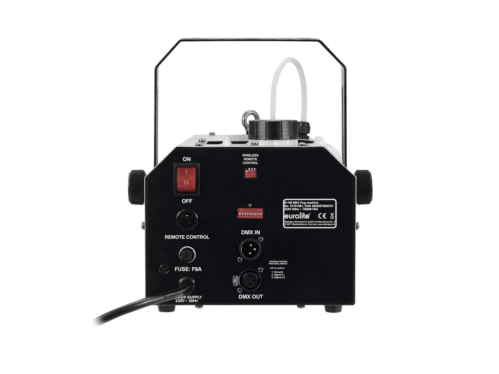 Eurolite N-150 MK2 Nebelmaschine | DMX-steuerbare Nebelmaschine mit 1500-Watt-Leistung | Kompakte Nebelmaschine mit hohem Ausstoßvolumen