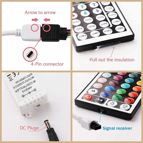 Miniatura 5 de Tira de luz LED Control remoto IR Receptor de control remoto LED Adaptador de luz Juego de conector para receptor RGB 5050 2835 3528 Tira de luces