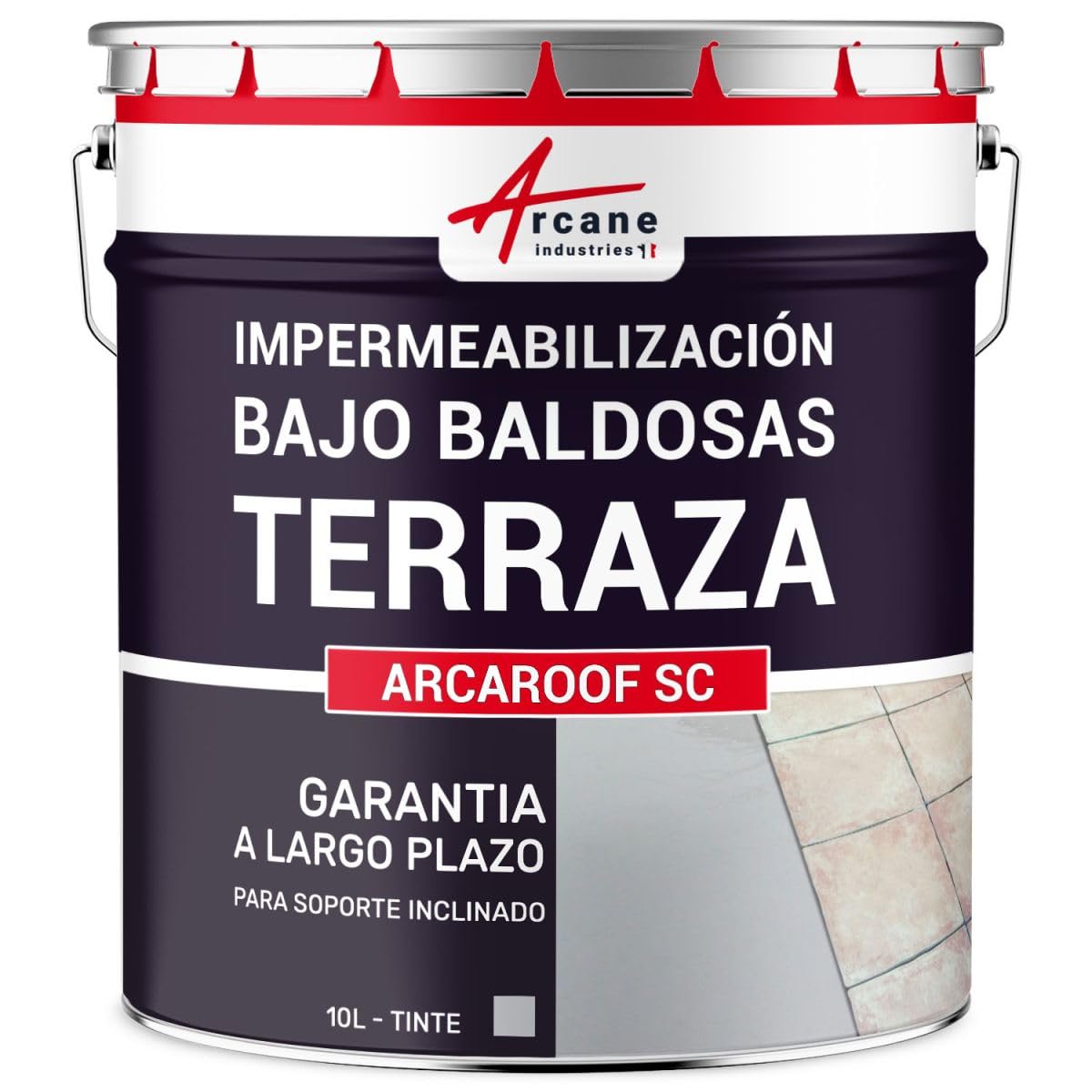 Impermeabilización Bajo Baldosas, Terraza y Balcón - ARCAROOF SC 10 L Gris | Impermeabilización Flexible Bajo Azulejos, Terrazas y Balcones en Pendiente, Adhiere al Hormigón - Arcane Industries