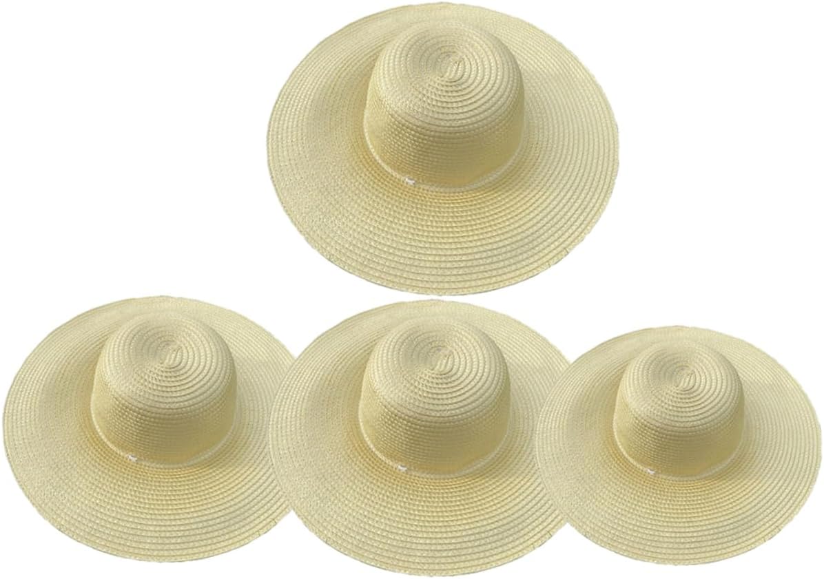4pcs Straw Sun Block Hat for Men Women Lightweight Breathable Outdoor Uv for Beach Fishing and Family