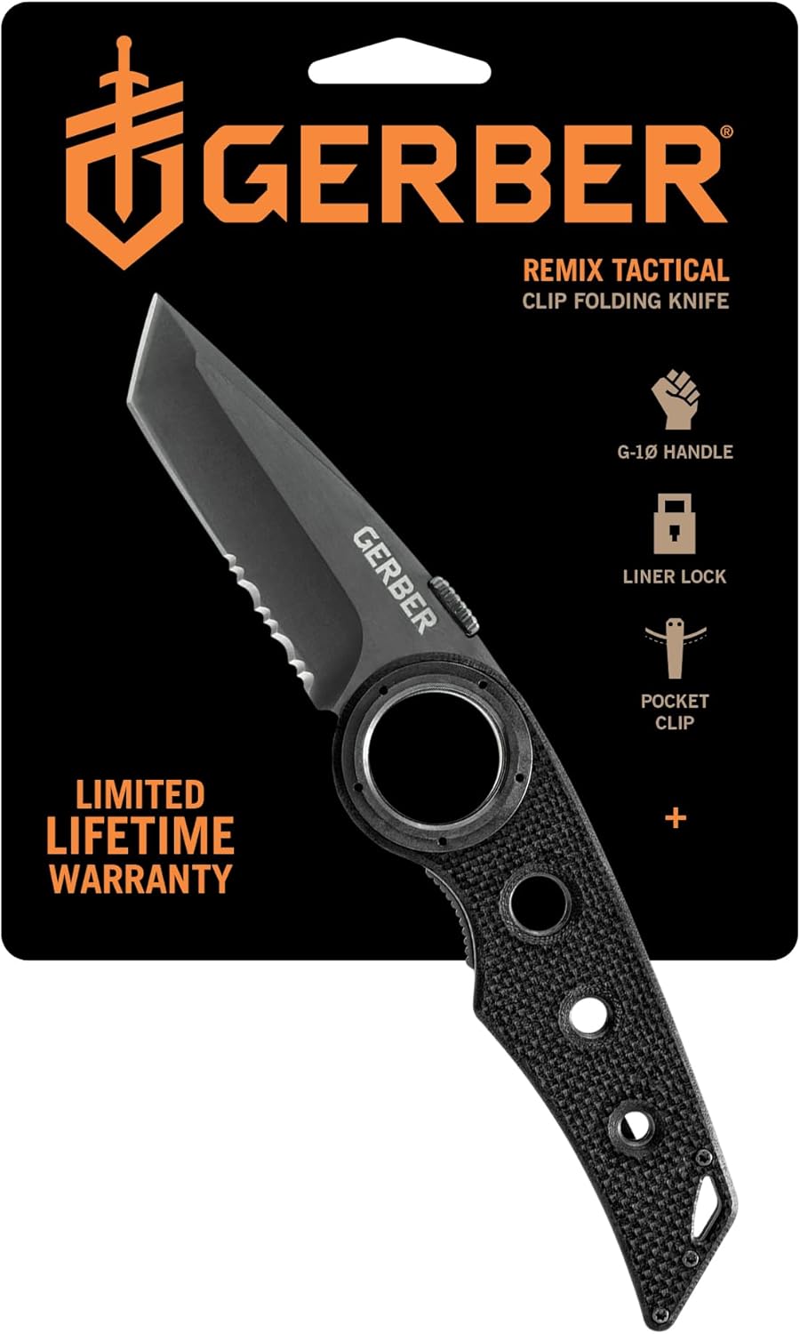 Gerber Gear Remix Folding Pocket Knife, 3″ Partially Serrated Tanto Pocket Knife for Survival and Camping Gerber Gear Remix Folding Pocket Knife, 3″ Partially Serrated Tanto Pocket Knife for Survival and Camping