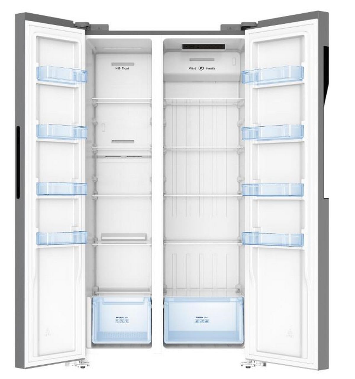 INFINITON Frigorifico Americano SBS-456A78XEL, 410 l, 177 cm de Altura, No Frost Total, Ancho Especial de 83 cm, Fast Cooling y Fast Freezing, E, Led Interior, Inox