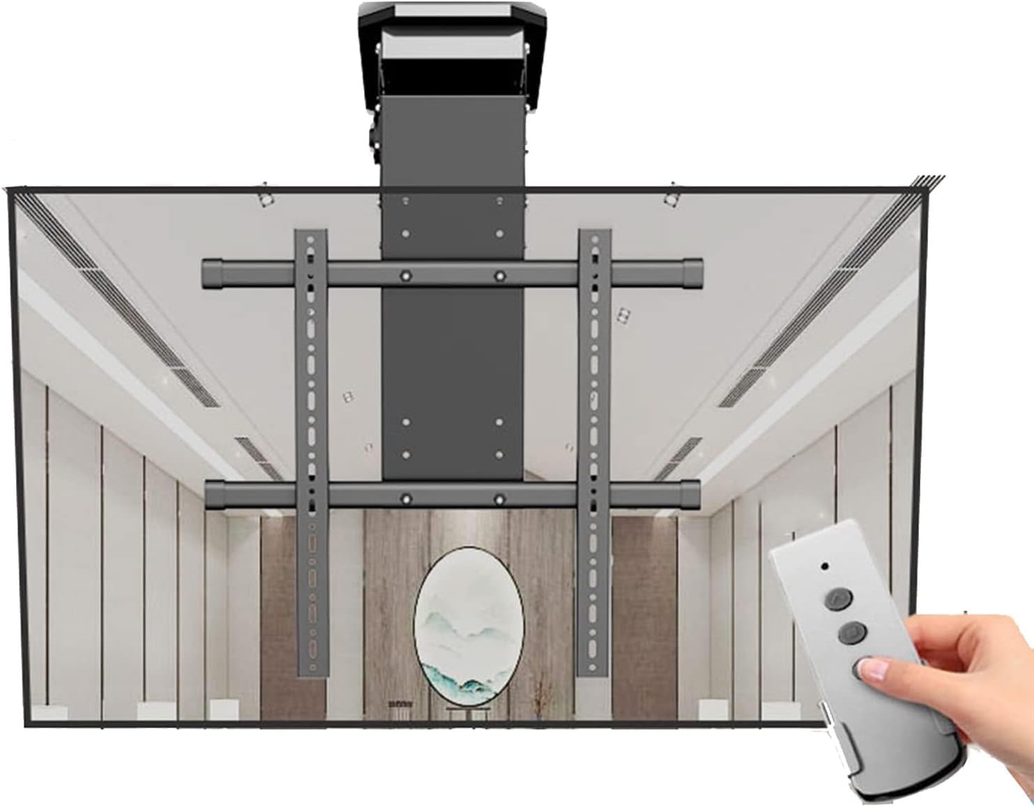 7UIYgtyO LNNW Adjustable Ceiling TV Mount Bracket - Motorised TV Bracket, Electric TVCeiling Mount With Remote Control and Switch Control TV Wall Bracket