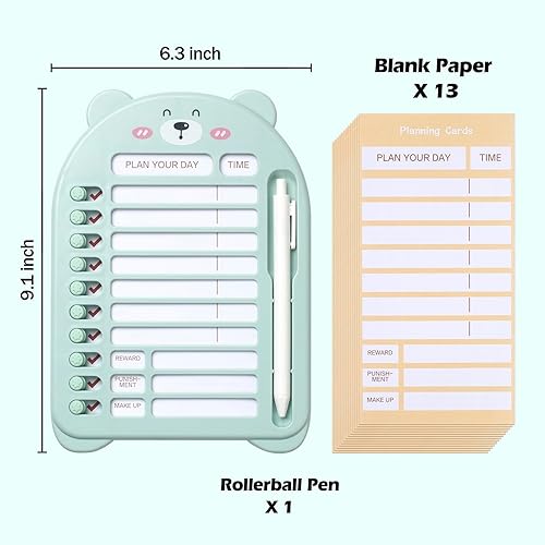 Miniatura 3 de SUNEZLGO Tabla de tareas en blanco para niños, tablero de lista de verificación de plástico con 13 cartulinas, lista de tareas para planificación de