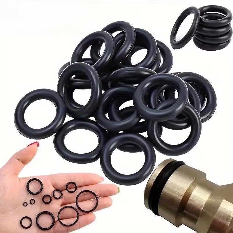 225pcs/set O-Ring Assortment – Oil & Water Resistant Rubber Seals, Various Sizes for Automotive & Machinery Applications, Black