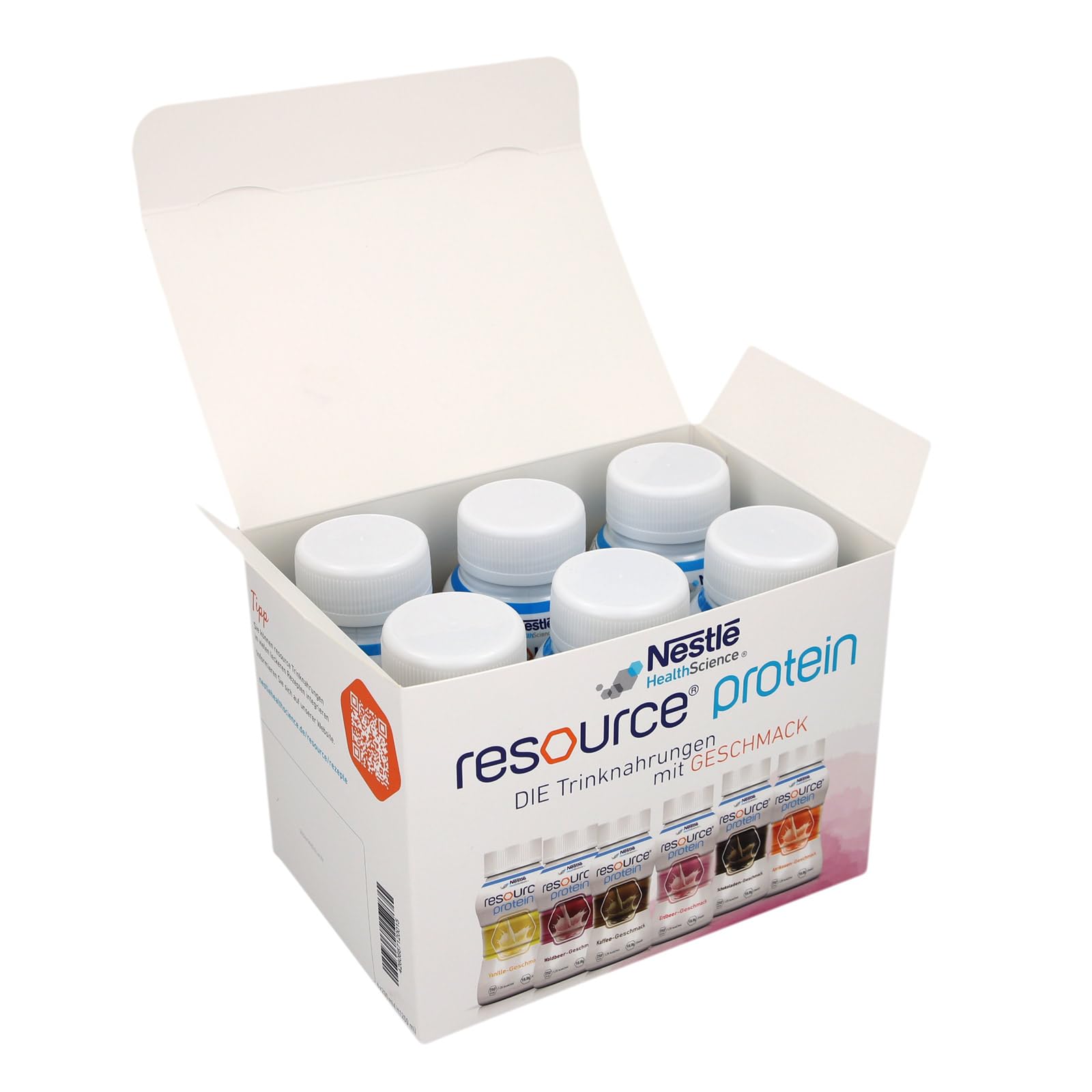 resource® Protein ist eine hochkalorische Trinknahrung mit hochwertigem Milcheiweiß und ballaststofffrei | Glutenfrei & Lactosearm | Probe-Set, 6 Sorten mit je 200 ml