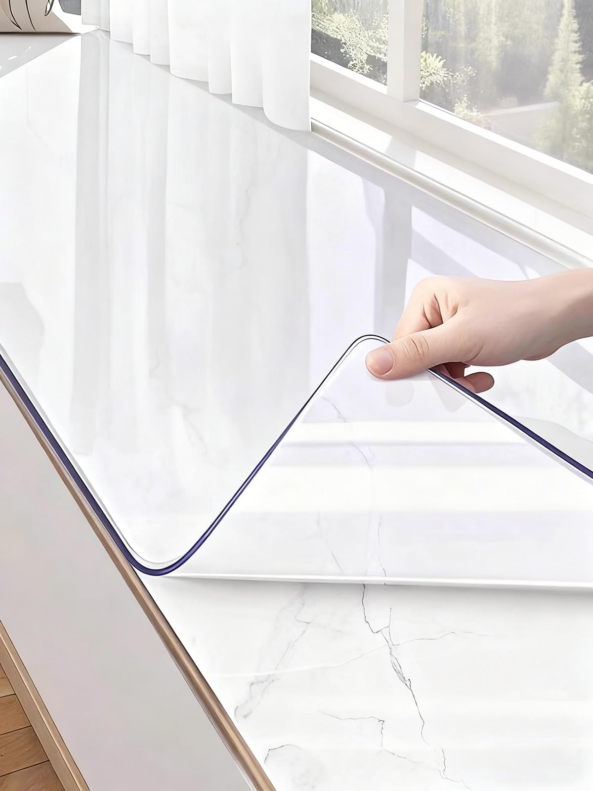 HDYZJQ PVC Rubber Mat for Window Sill Above The Sink, Customizable Clear Bay Window Protector Pad, 10 20 30 cm Narrow Waterproof Windowsill Cover(T 1mm,15x290cm (6"x114"))