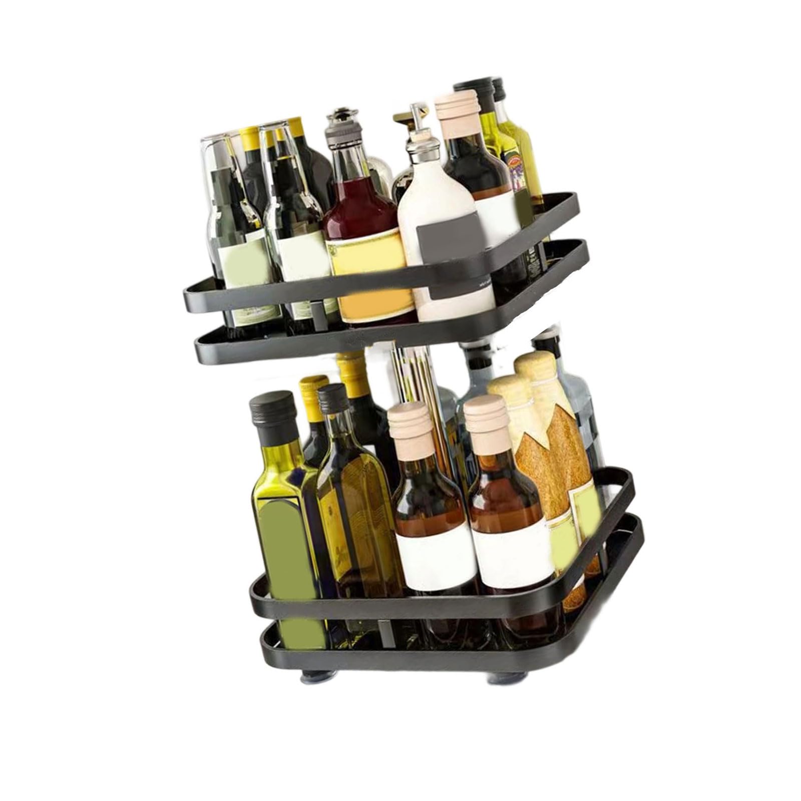 carotoe Swivels Countertop Organizers Adjustable Shelf Kitchen Bathroom Storage for Cosmetics Metal Frame Adjustable Tiers Kitchen Shelf Organizers