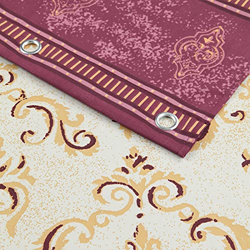 Bestripes Fabric Shower Curtain, Burgundy And Gold Yellow Boho Paisley Damask Print Shower Curtains For Bathroom, Waterproof Bathroom Curtains, 72" W X 72" H #TOP2
