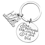Sportybella Snowboard Charm Keychain - She Believed She Could So She Did Pendant with Live Love Snowboard Silver Plated Charm - For Women, Teen and Girl Snowboarders