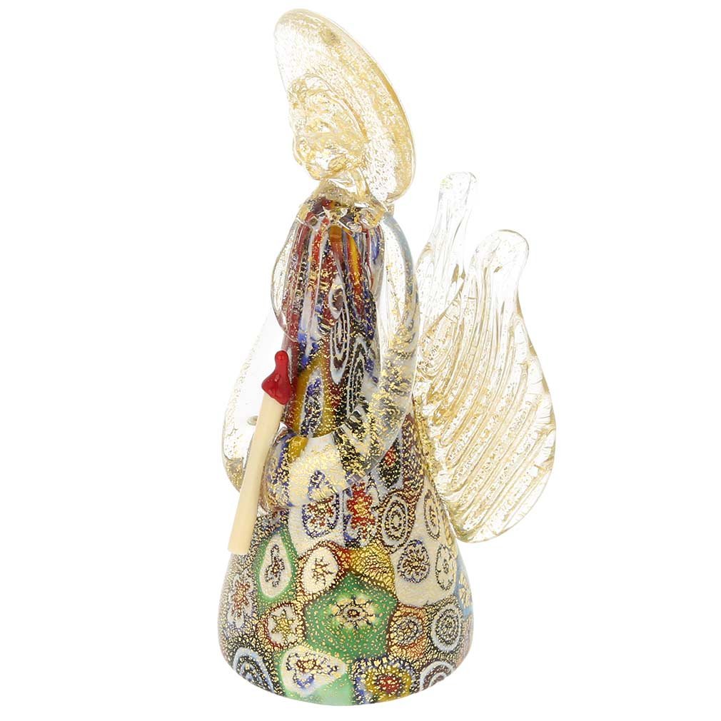 Glass Of Venice Murano Glass Golden Quilt Millefiori Angel