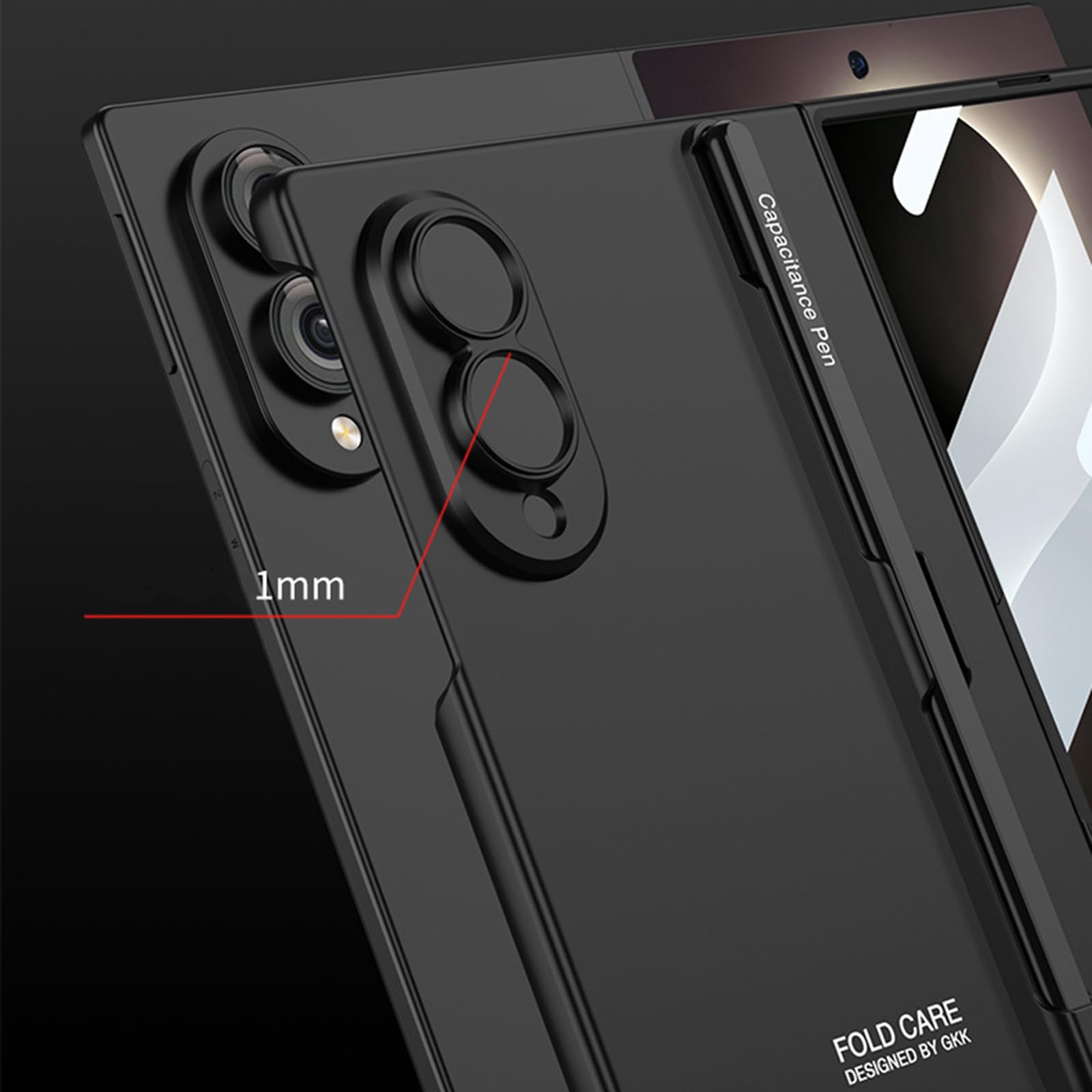 Funda Delgada For Samsung Galaxy Z Fold 8, con Soporte For Bolígrafo, Funda Esmerilada De PC Dura, Funda Protectora De Lente De Pantalla De Vidrio Templado De Envoltura Completa(Silver)