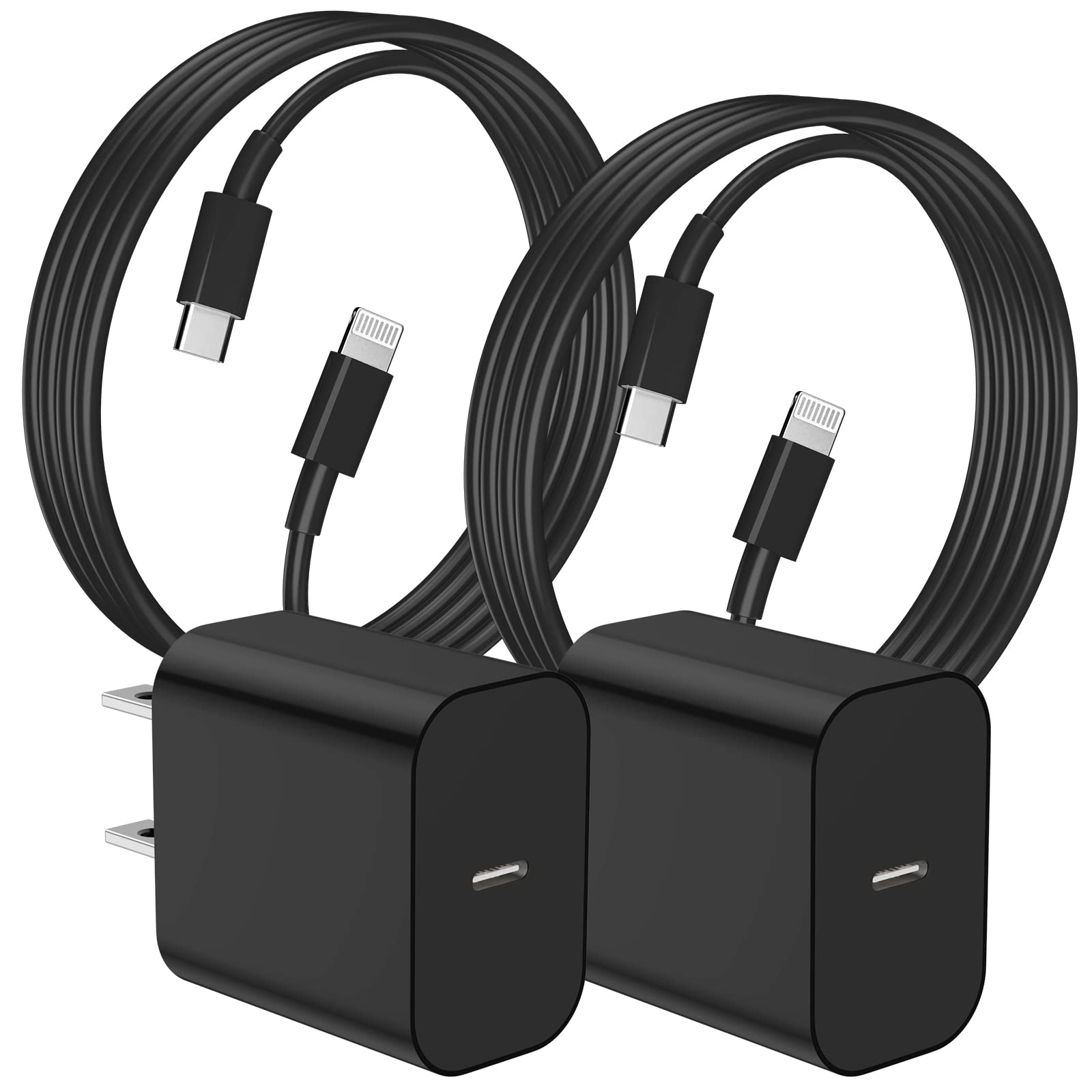 iPhone Charger Fast Charging,[Apple MFI Certified] 2Pack PD Type C Wall Charger Block with 6ft Long USB C to Lightning Cable for iPhone 14/13/12/11/Por Max/XS/XR/X(Black)