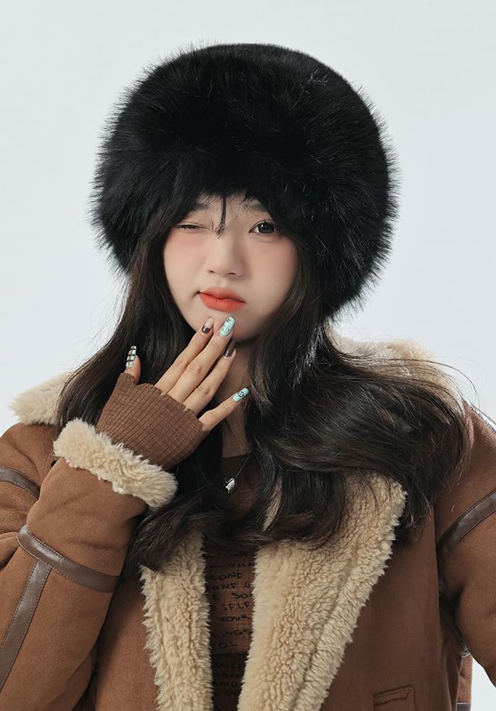 Winter Faux Fur Bucket Hat WomenFuzzy Fur Warm Hat Women's Furry Fisherman Cap Casual Trendy Trips Sports Skiing Cap - Image 5