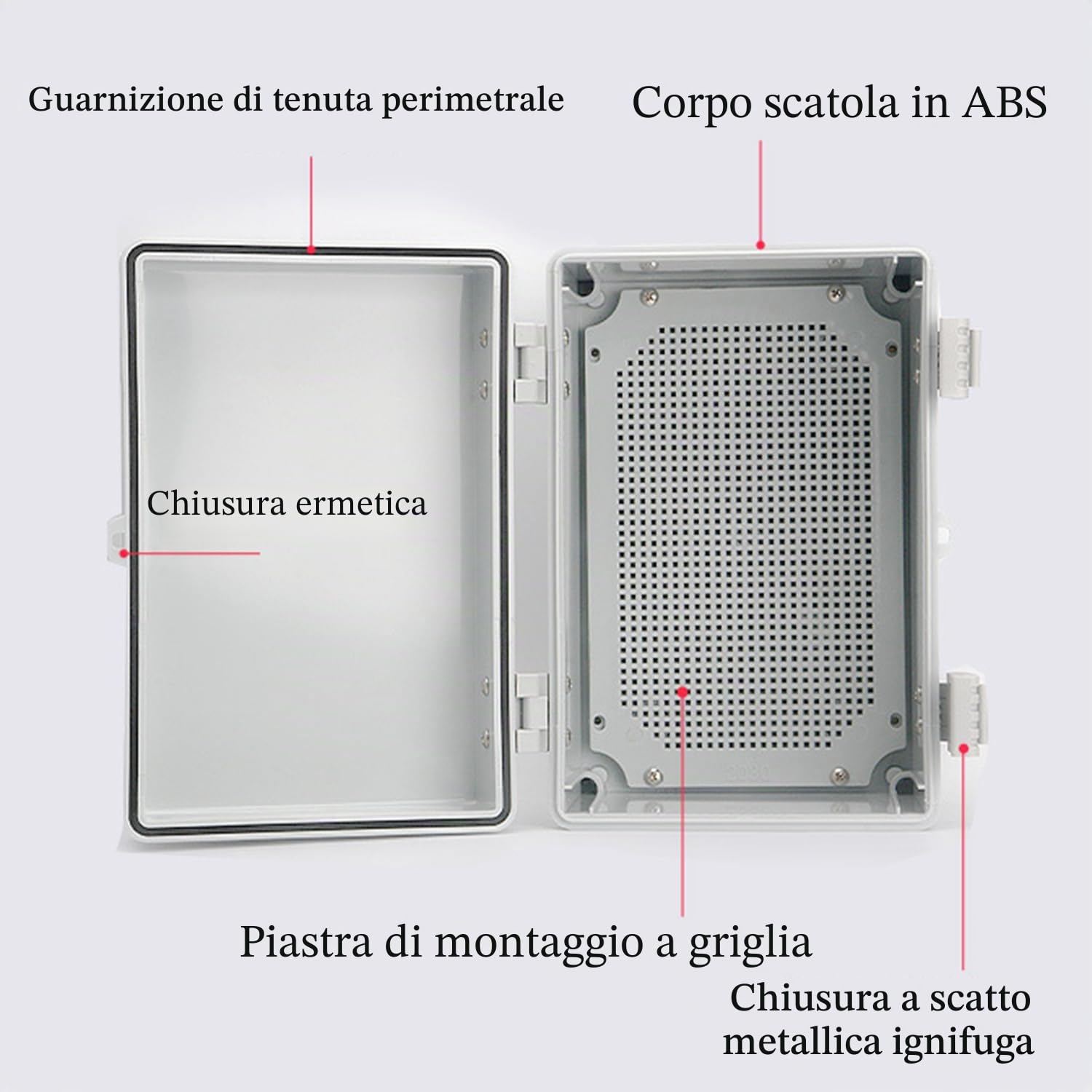 Scatola Elettrica Da Esterno,30x20x13cm Armadio Elettrico Da Esterno,Ip67 Scatola Derivazione Esterna Da Parete,Plastica Abs,Custodia Industriale a Parete,Adatta Per Uso Esterno,Colore Grigio