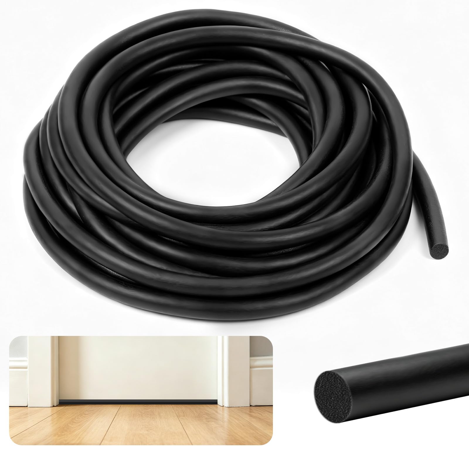 NUTKIT 6mm*5M Backer Rod for Gaps and Joints, Black Rubber Caulk Saver