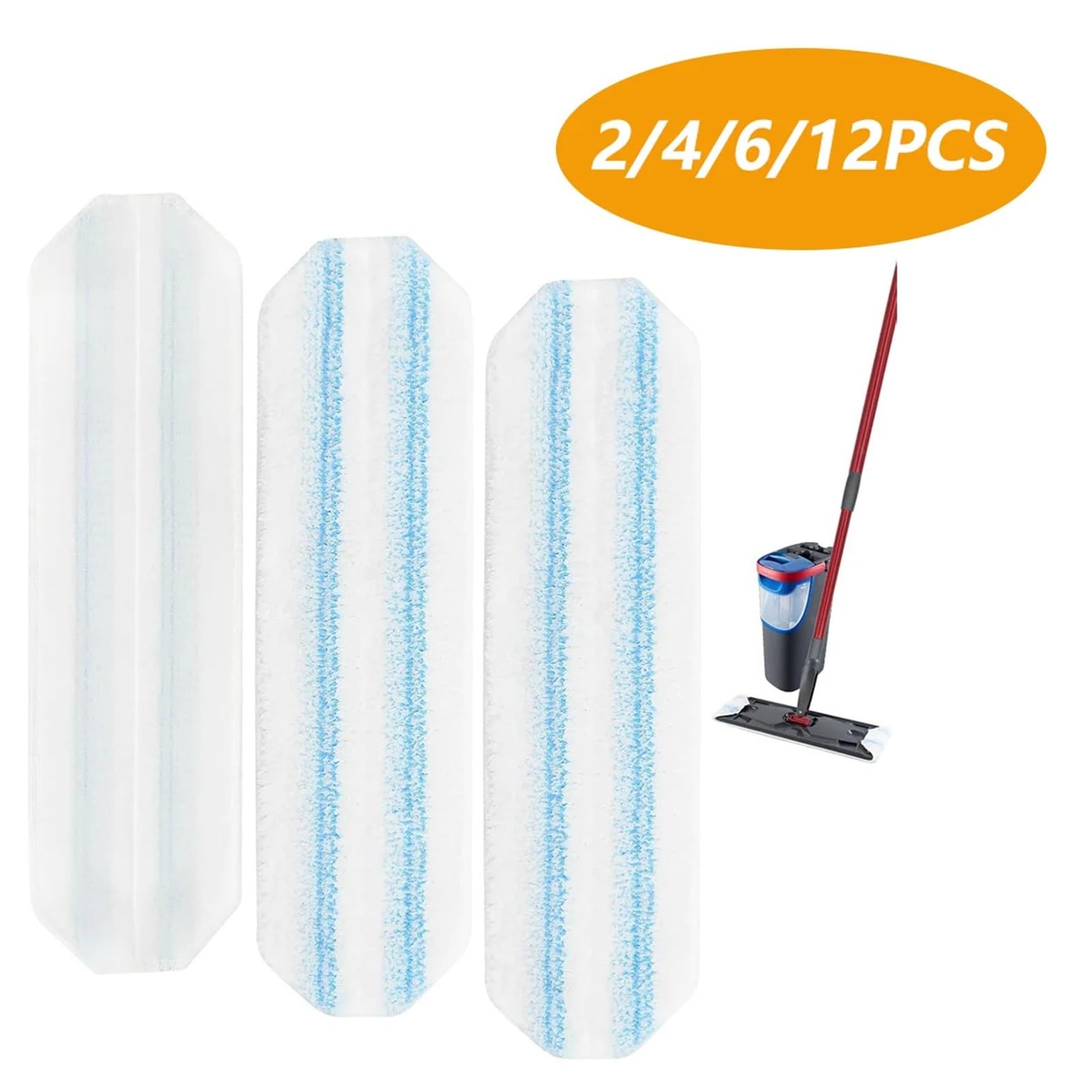 Almohadilla para Trapeador Almohadilla de fregona Microfibra Reutilizable, 2/4/6/12 Uds., aplicable a para Fregar el Suelo(12PCS)