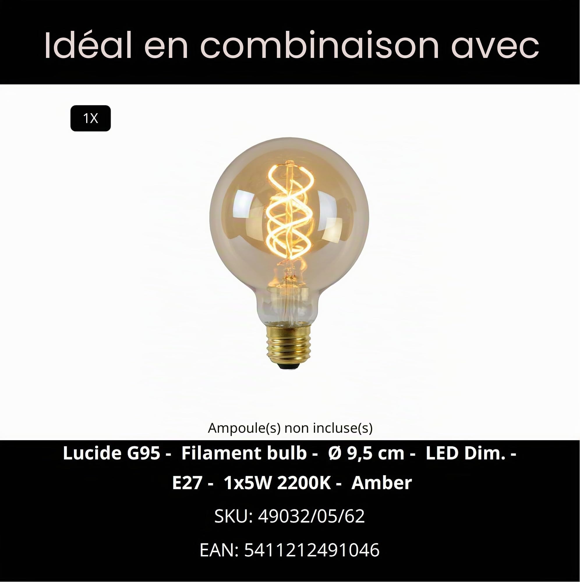 LUCIDE JULIUS - Suspension - Ø 20 cm - 1xE27 - Fumé