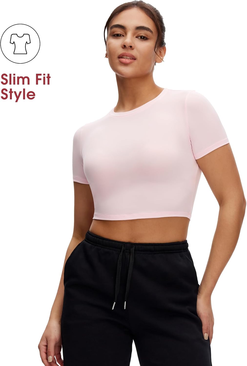 NANJI Crop Tops for Woman - Slim Fit Short Sleeve Crew Neck Cropped T Shirt, Basic Women's Crop Tee Casual Wear and Workout - Image 4