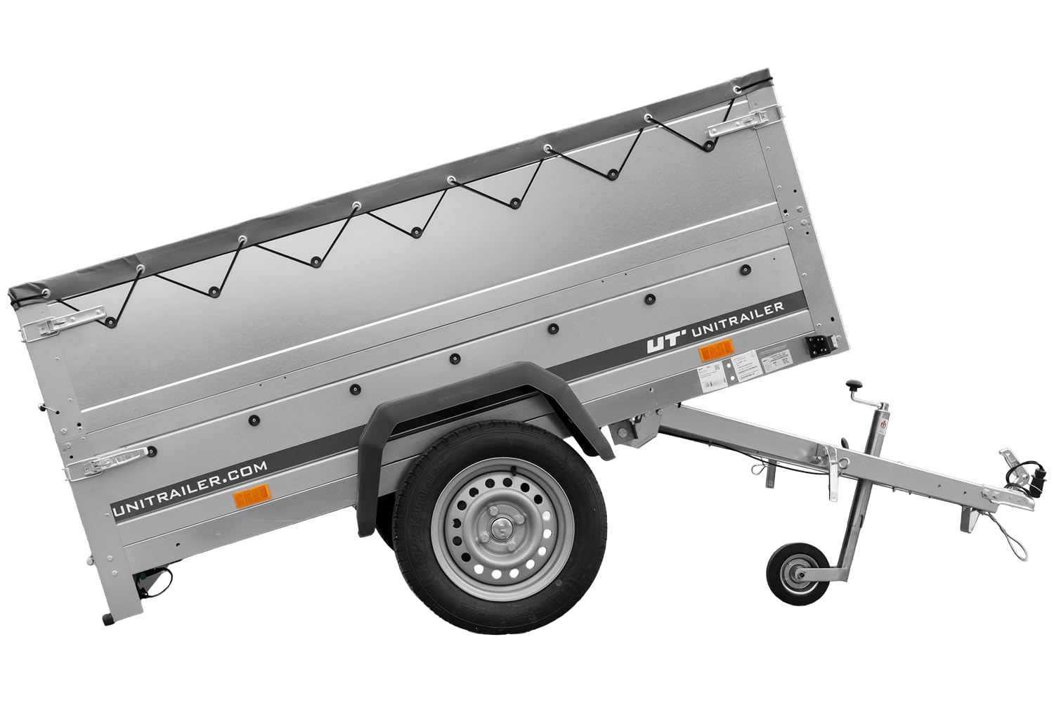 UNITRAILER Anhänger kippbar Garden Trailer 201 Kipp mit zusätzlichen Bordwänden, Stützrad und Flachplane