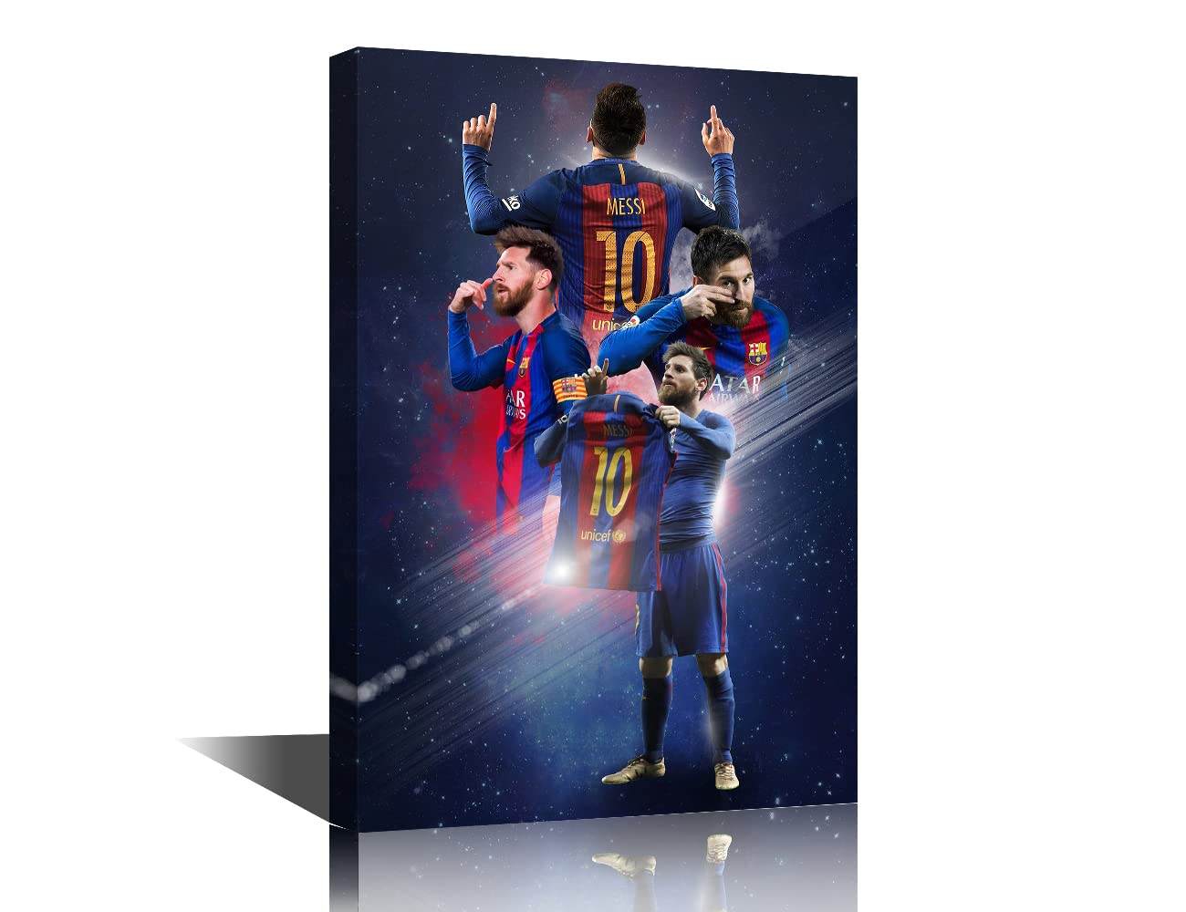 TISHIRON Barcelona FC Poster Canvas Wall Art Lionel Messi Picture Painting Motivational Paintings Print for Living Room Bedroom Decor Stretched and